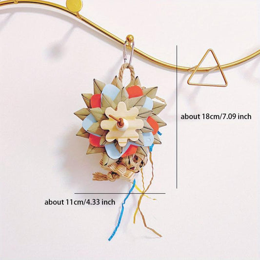 Parrot Toy for Foraging and Training - Hand Woven Palm Leaf Straw Toy