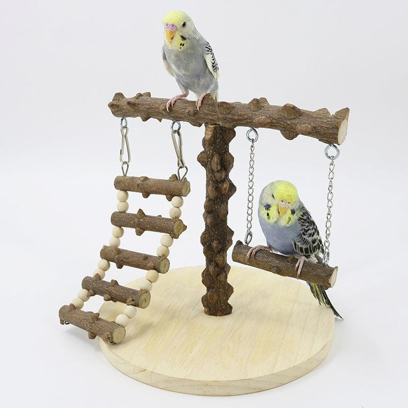 Small Wooden Bird Perch Stand For Cockatiel Playground