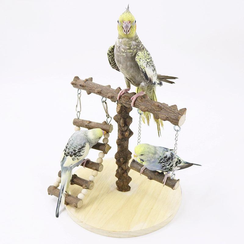 Small Wooden Bird Perch Stand For Cockatiel Playground