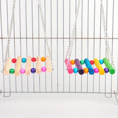 Wooden Suspension Bridge Hanging Bird Toy for Cockatiel Budgerigar