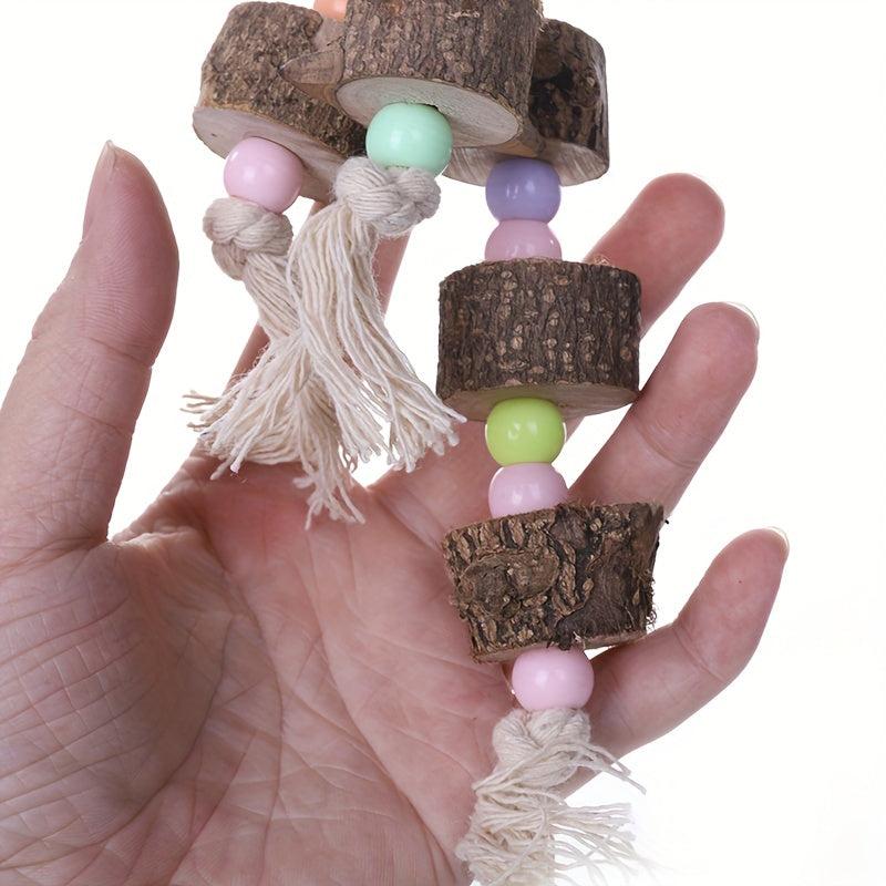Coconut Bird's Nest Toy with Chewing Wood Block and Perch Swing