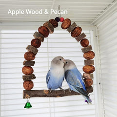 Parrot Perch Chew Toy Wooden Bird Standing Swing Toy With Bells