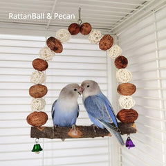 Parrot Perch Chew Toy Wooden Bird Standing Swing Toy With Bells