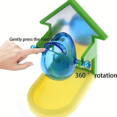 Automatic Bird Food Feeder Mirror Toy for Parrots