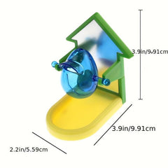 Automatic Bird Food Feeder Mirror Toy for Parrots