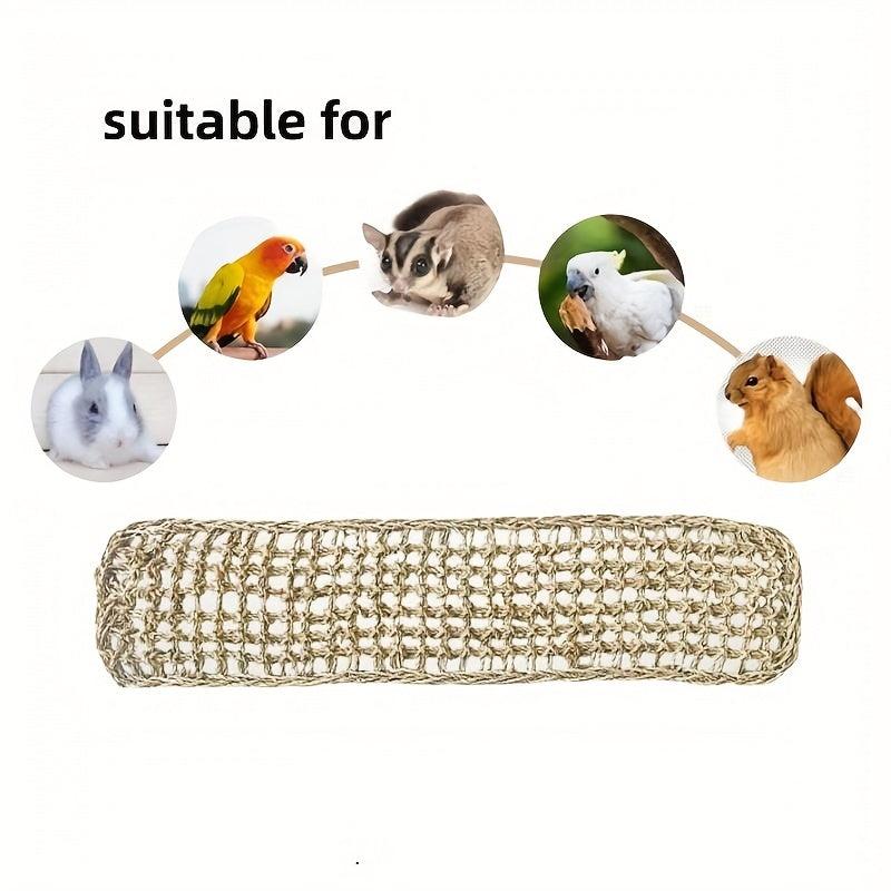 Bird Hanging Grass Mat with 4 Hooks Natural Grass Woven Net Hammock