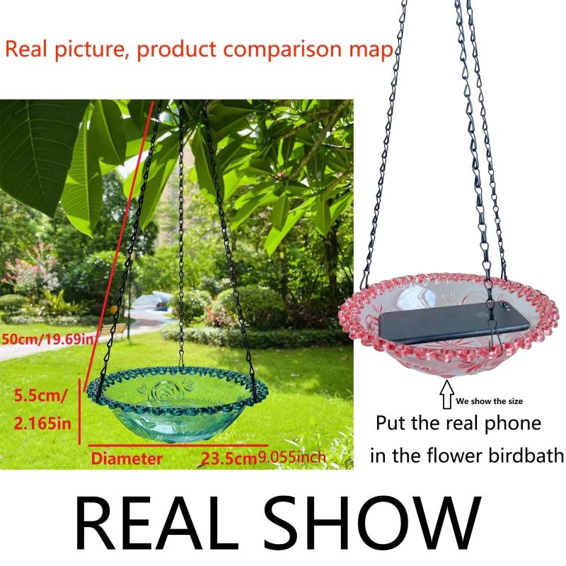 Bird Flower Shaped Bird Feeder Garden Outdoor Hanging Bird Bath Water Feeder