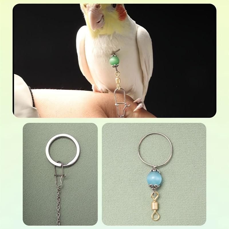 3pcs Bird Chains w/ Pendant Cockatiel Budgerigar Bird Chain For Walking/Flying