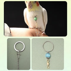 3pcs Bird Chains w/ Pendant Cockatiel Budgerigar Bird Chain For Walking/Flying