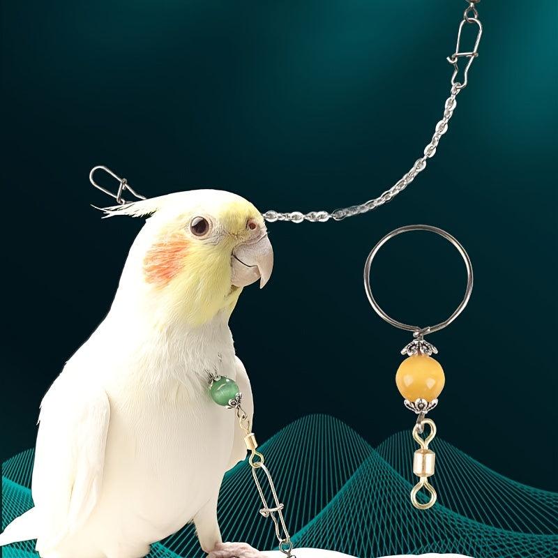 3pcs Bird Chains w/ Pendant Cockatiel Budgerigar Bird Chain For Walking/Flying