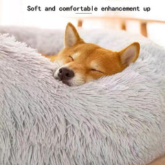 Plush Pet Bed Donut Dog Bed Round Cat Cushion Bed Warm Pet Bed