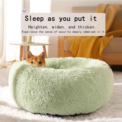Plush Pet Bed Donut Dog Bed Round Cat Cushion Bed Warm Pet Bed