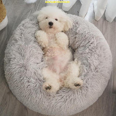 Plush Pet Bed Donut Dog Bed Round Cat Cushion Bed Warm Pet Bed