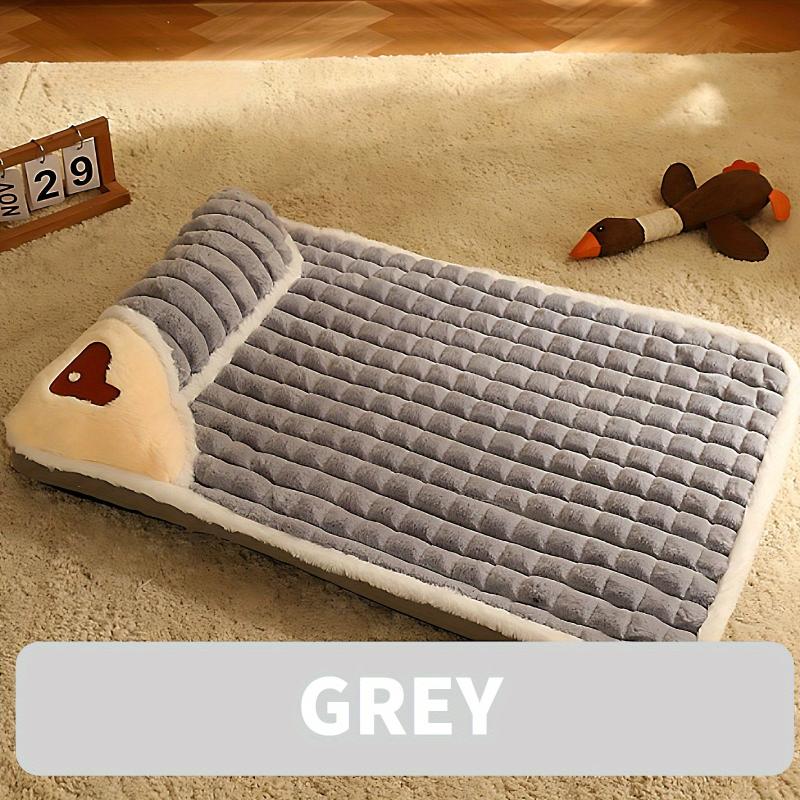 Plush Pet Beds for Dogs with Neck Pillow & Non-Slip Base