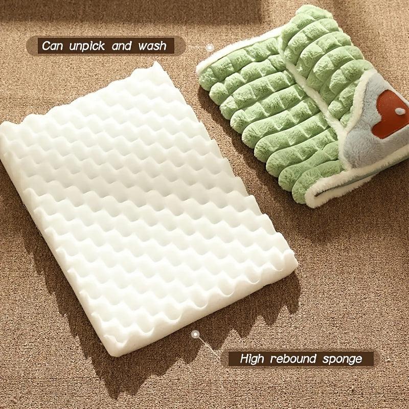 Plush Pet Beds for Dogs with Neck Pillow & Non-Slip Base
