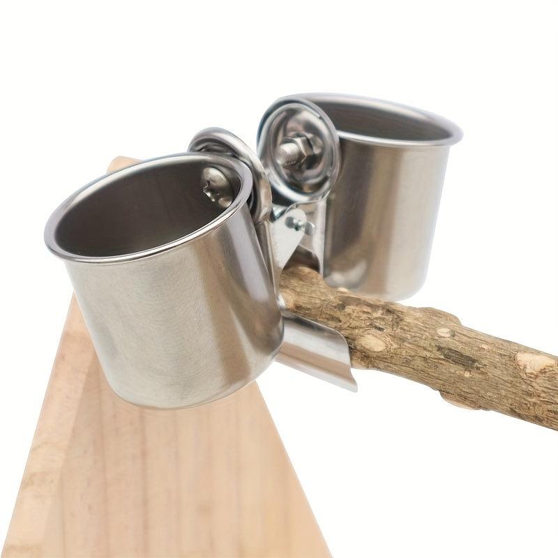 Portable Parrot Playstand Activity Center with Feeding Cups & Clip