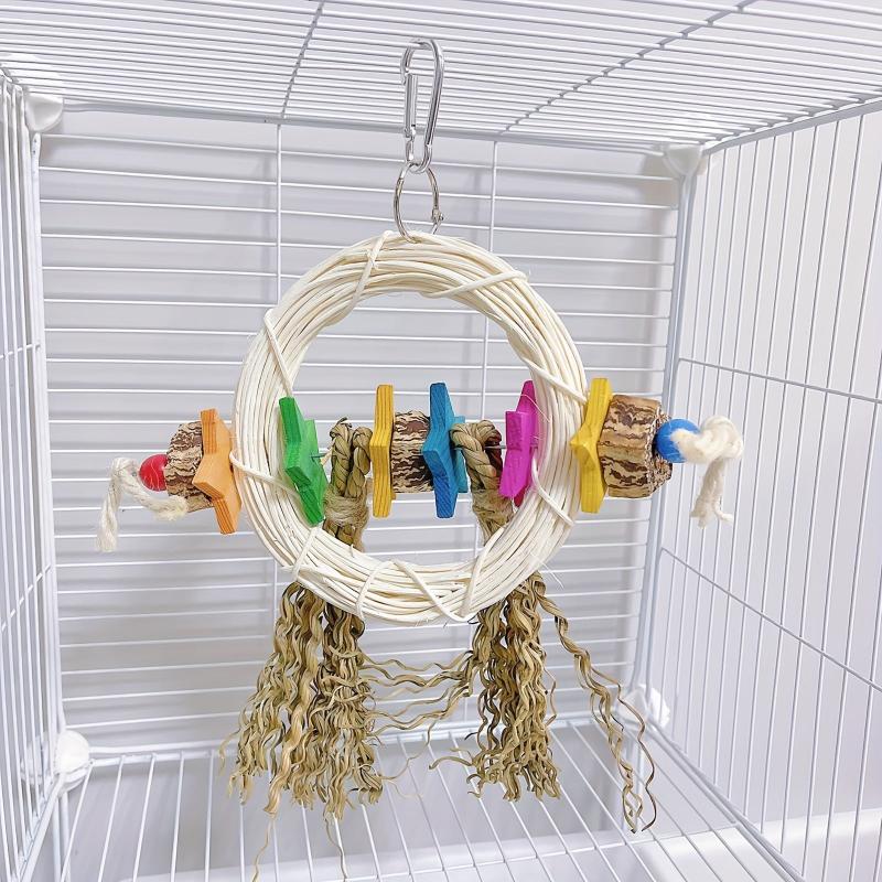 Colorful 5 Point Star Cage Bird Swing for Chewing Climbing Foraging