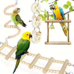 8pcs Pet Bird Toy Set Swing Chewing Toy Bell Hammock Climbing Ladders