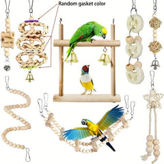 8pcs Pet Bird Toy Set Swing Chewing Toy Bell Hammock Climbing Ladders