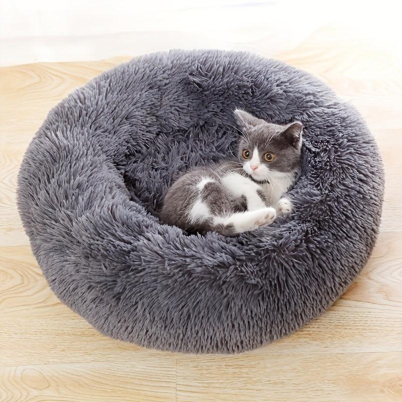 Winter Warm Cat Cushion Plush Round Pet Bed