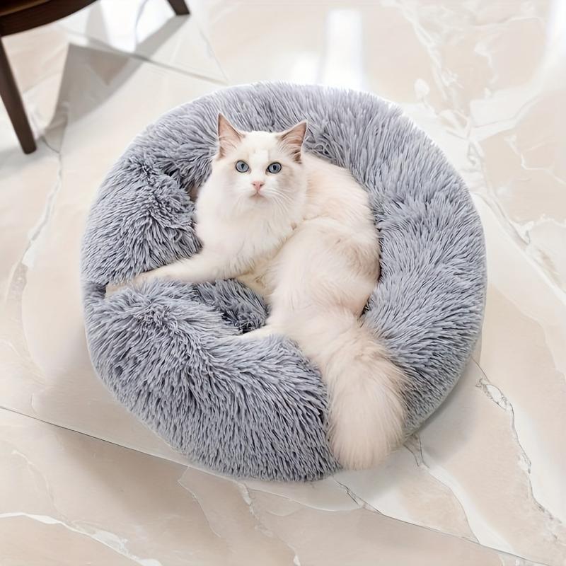 Winter Warm Cat Cushion Plush Round Pet Bed