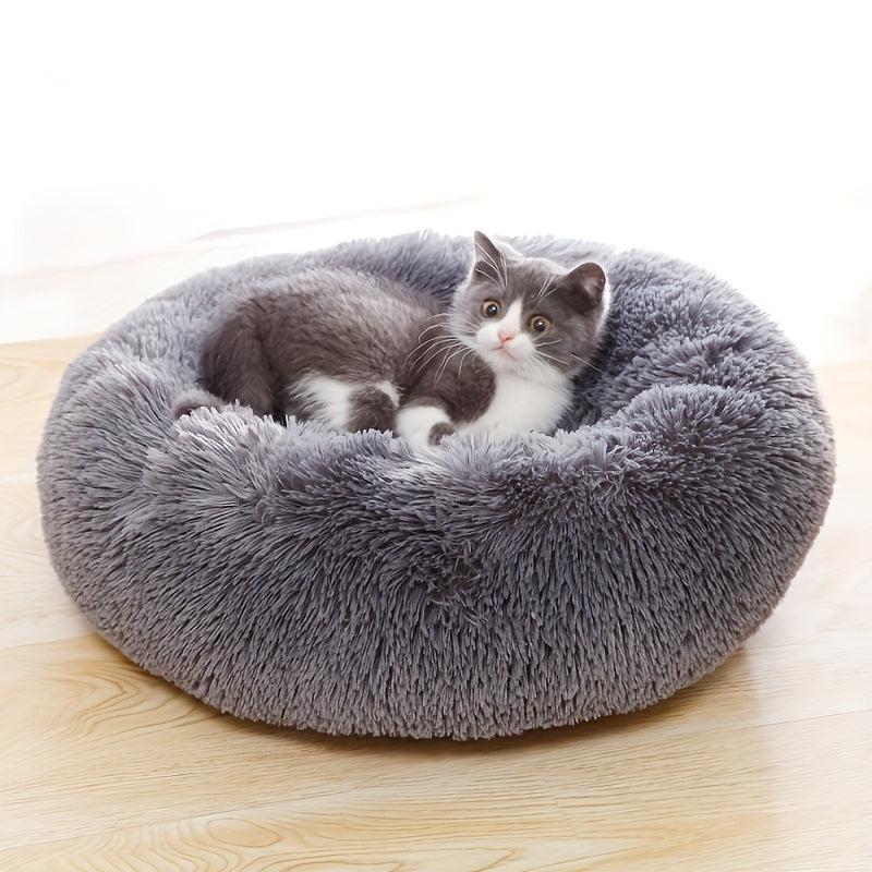 Winter Warm Cat Cushion Plush Round Pet Bed