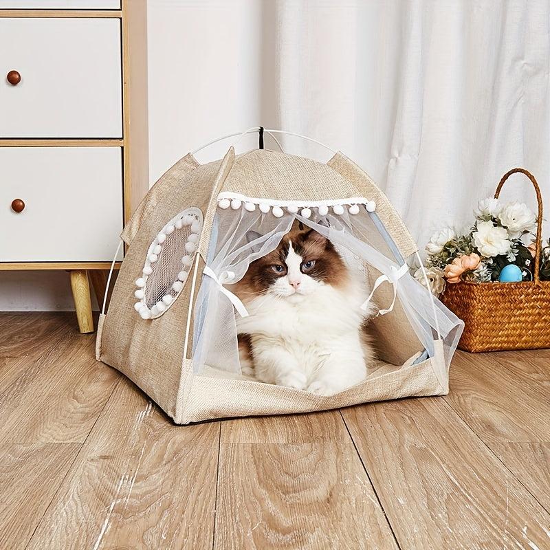 Foldable Pet Tent Bed Lightweight & Comfortable Indoor Kitten Bed