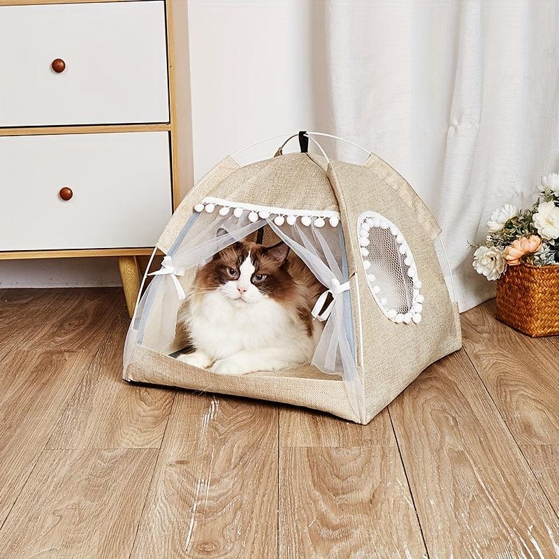 Foldable Pet Tent Bed Lightweight & Comfortable Indoor Kitten Bed