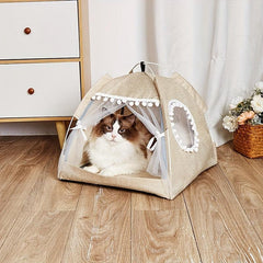 Foldable Pet Tent Bed Lightweight & Comfortable Indoor Kitten Bed