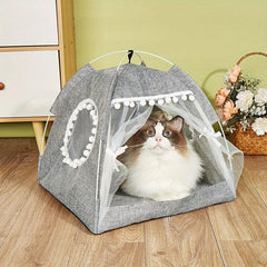 Foldable Pet Tent Bed Lightweight & Comfortable Indoor Kitten Bed