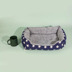 Random Star Print Fuzzy Pet Bed for Dog and Cat
