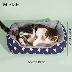 Random Star Print Fuzzy Pet Bed for Dog and Cat