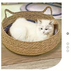 Rattan Cat Nest Cat Sleeping Mat Winter Cat Scratching Board Pet House