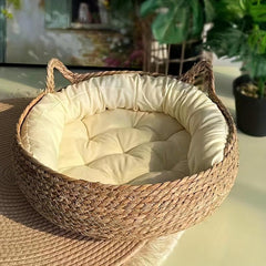 Rattan Cat Nest Cat Sleeping Mat Winter Cat Scratching Board Pet House