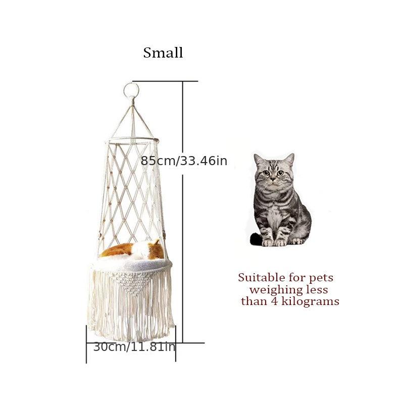 Hanging Cat Bed Woven Cotton Rope Cat Hammock Bed Natural Cradle Pet Swing Bed
