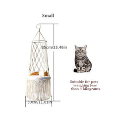Hanging Cat Bed Woven Cotton Rope Cat Hammock Bed Natural Cradle Pet Swing Bed