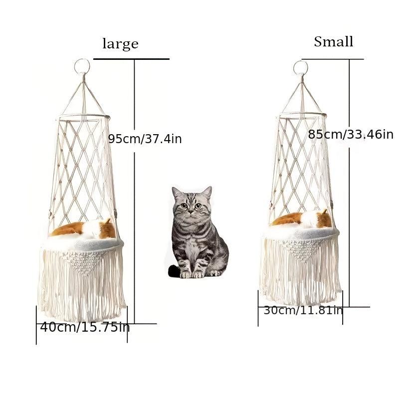 Hanging Cat Bed Woven Cotton Rope Cat Hammock Bed Natural Cradle Pet Swing Bed