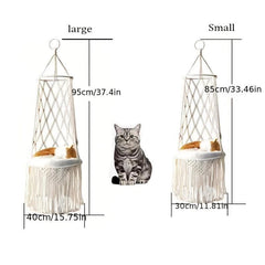 Hanging Cat Bed Woven Cotton Rope Cat Hammock Bed Natural Cradle Pet Swing Bed