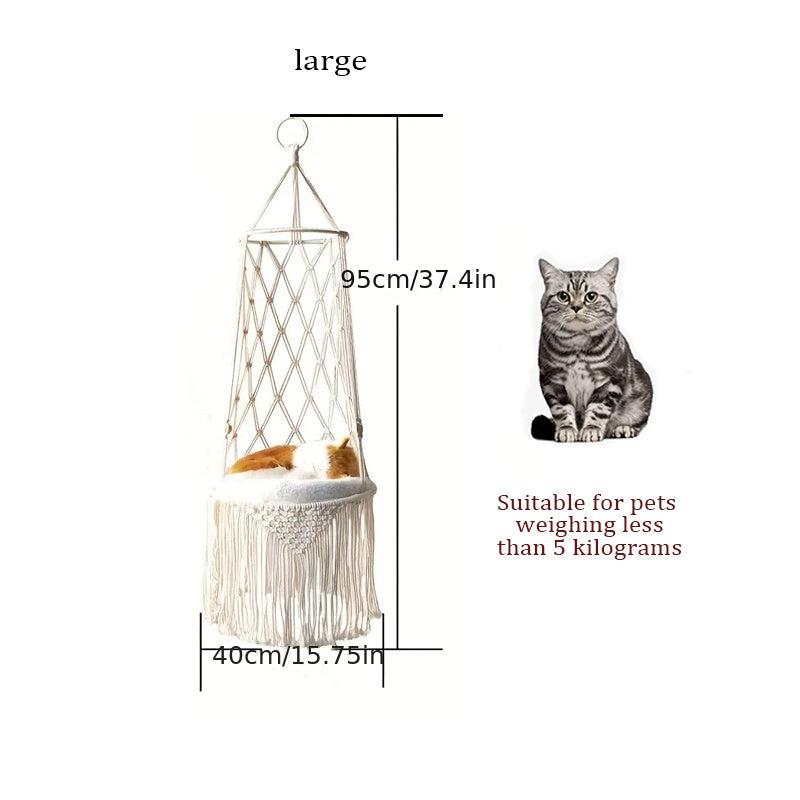 Hanging Cat Bed Woven Cotton Rope Cat Hammock Bed Natural Cradle Pet Swing Bed