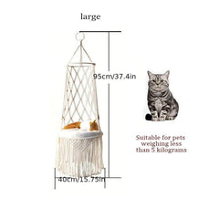 Hanging Cat Bed Woven Cotton Rope Cat Hammock Bed Natural Cradle Pet Swing Bed