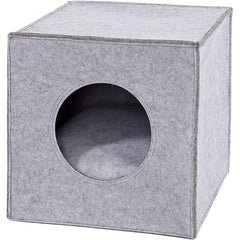 Foldable Felt Cat Cave with Cushion, Washable Cat Bed