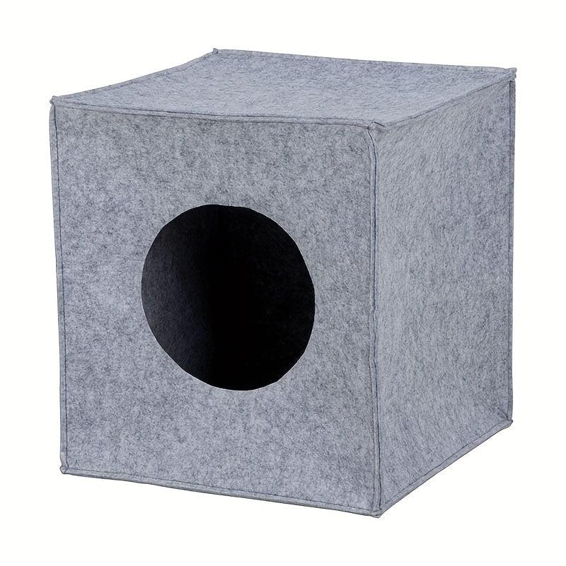 Foldable Felt Cat Cave with Cushion, Washable Cat Bed