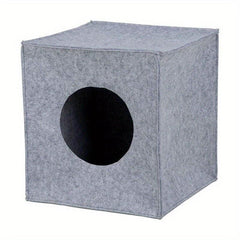 Foldable Felt Cat Cave with Cushion, Washable Cat Bed