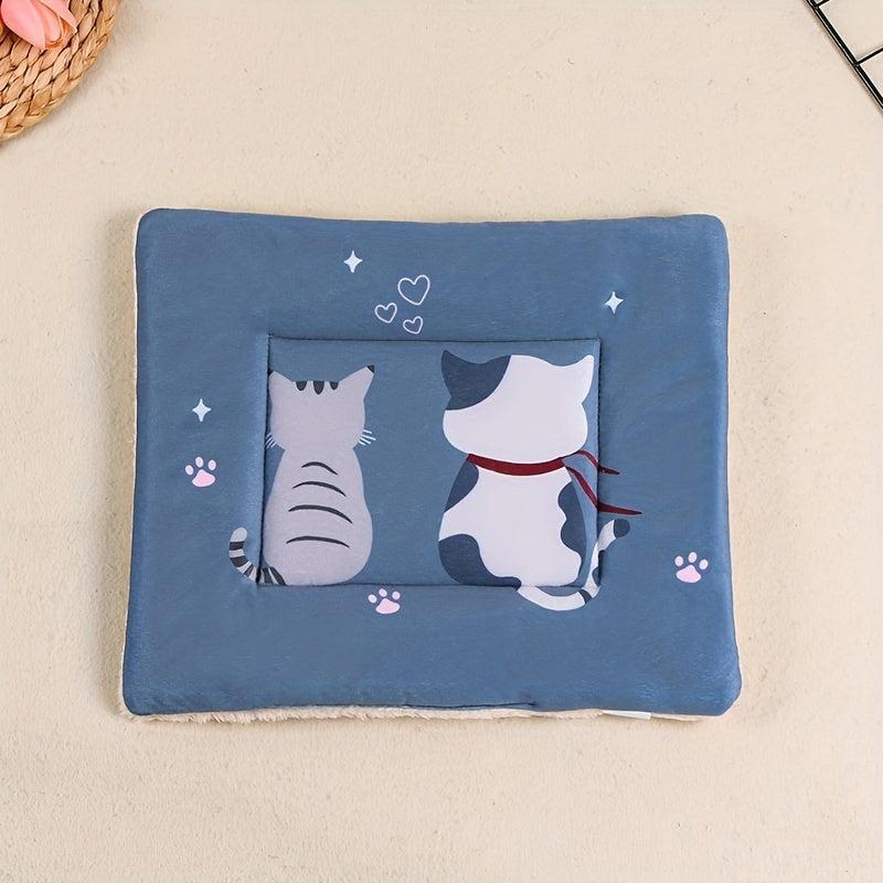 Two Cats Printed Pet Mat All Season Cat Sleeping Blanket