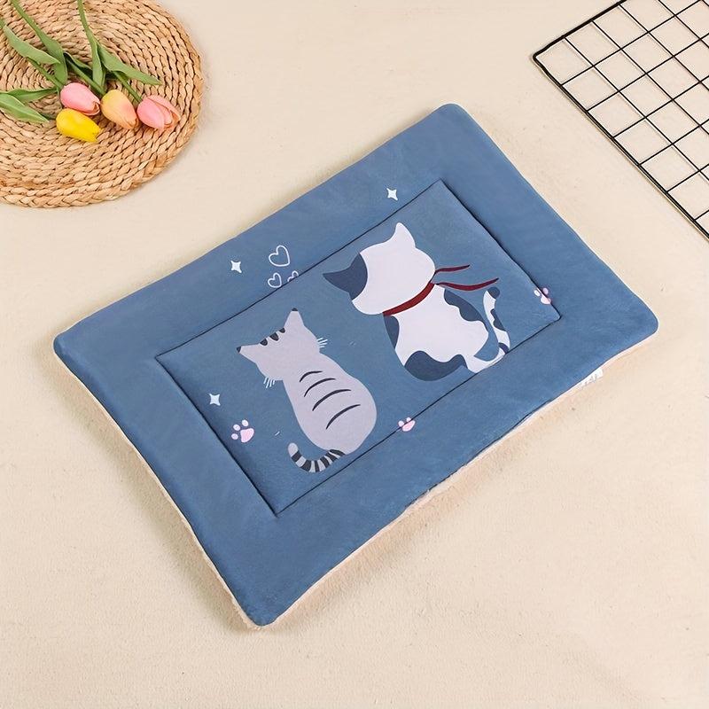 Two Cats Printed Pet Mat All Season Cat Sleeping Blanket