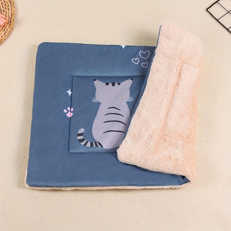 Two Cats Printed Pet Mat All Season Cat Sleeping Blanket