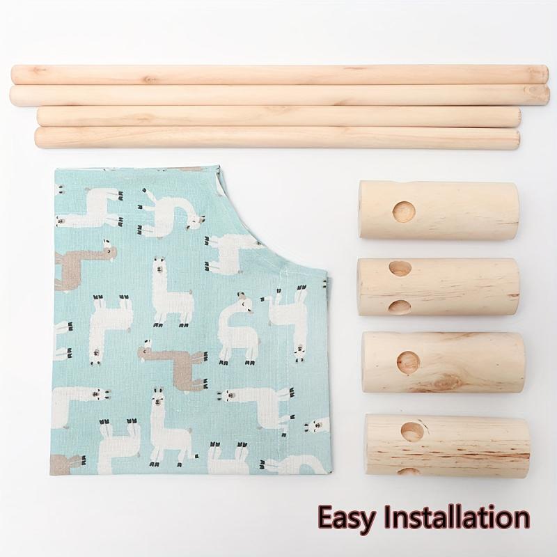 Wooden Cat Hammock Bed with Canvas Mat - Sturdy and Comfortable