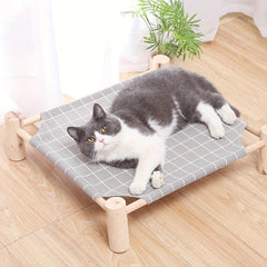 Wooden Cat Hammock Bed with Canvas Mat - Sturdy and Comfortable