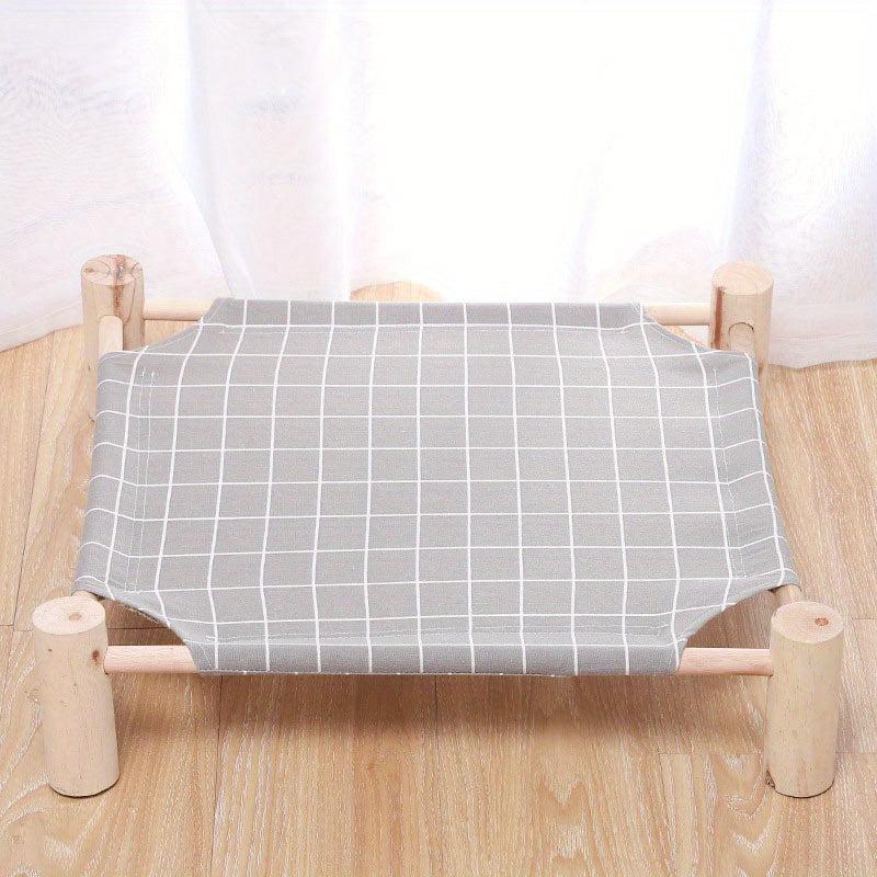 Wooden Cat Hammock Bed with Canvas Mat - Sturdy and Comfortable