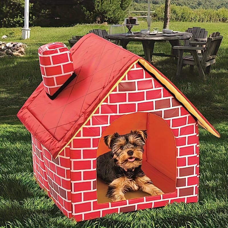 Waterproof Foldable Dog Bed Portable House Cat Puppy Red